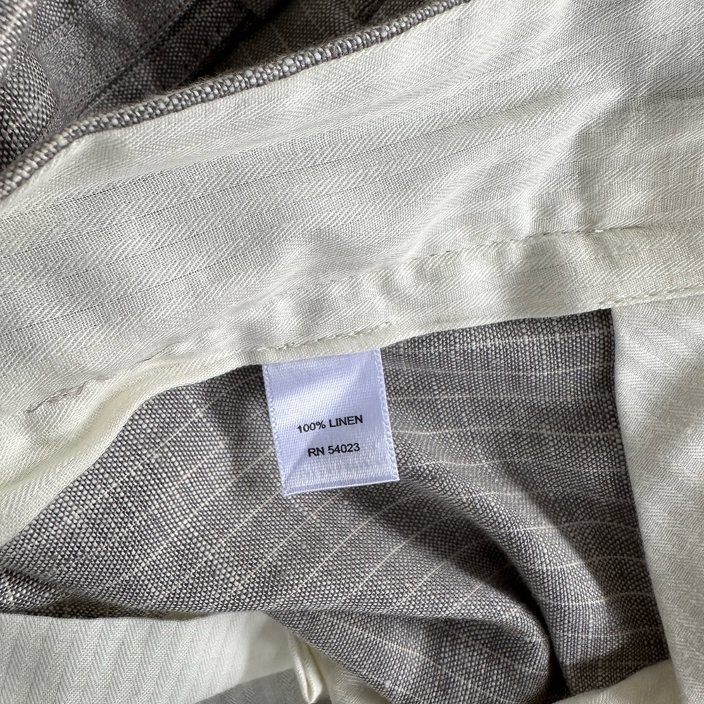 Banana Republic The Martin Fit Gray Pinstripe Dress Pants 100% Linen Size 12 - Picture 7 of 9